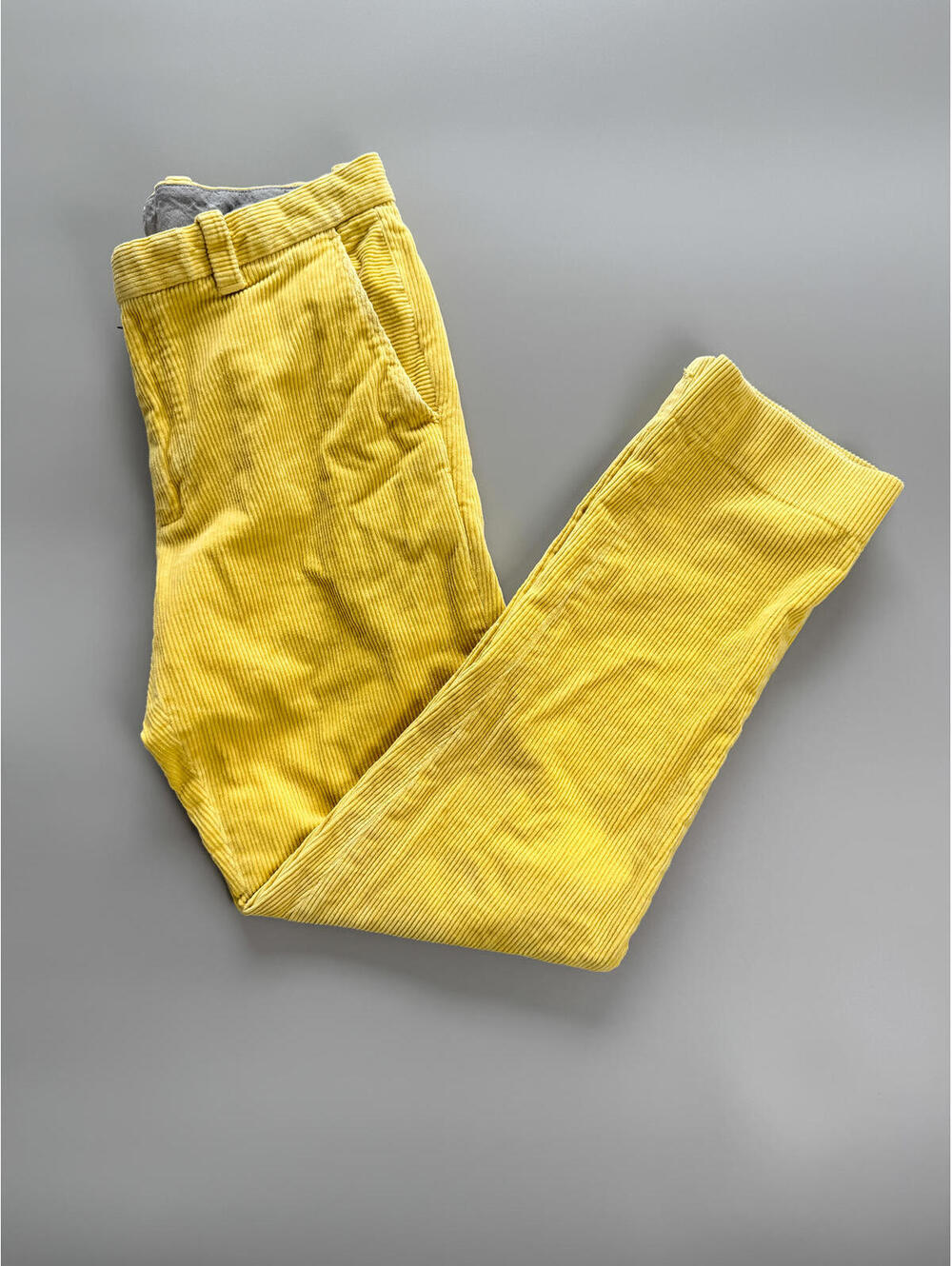 Brooks Brothers Yellow Corduroy Pants, Milano Fit Slim Corduroy Trousers 32"